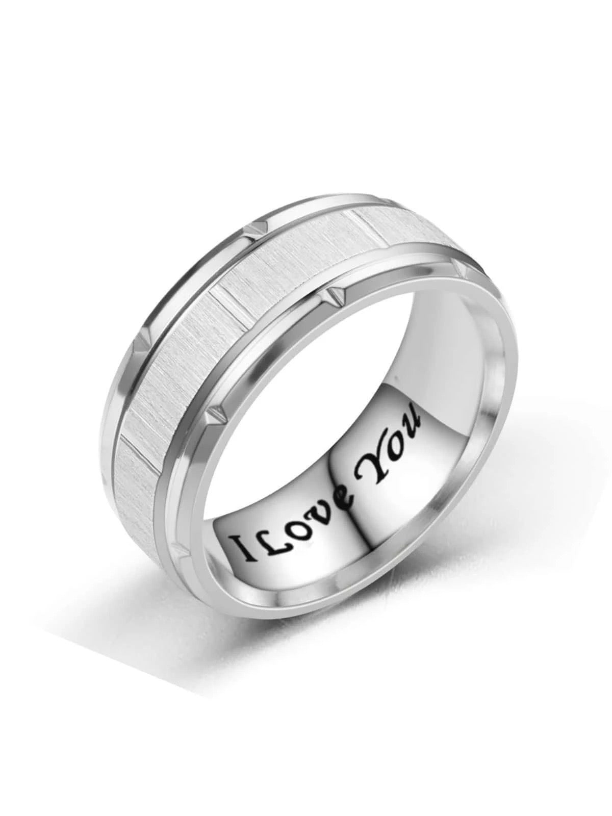 Bague en acier inoxydable "I love you"